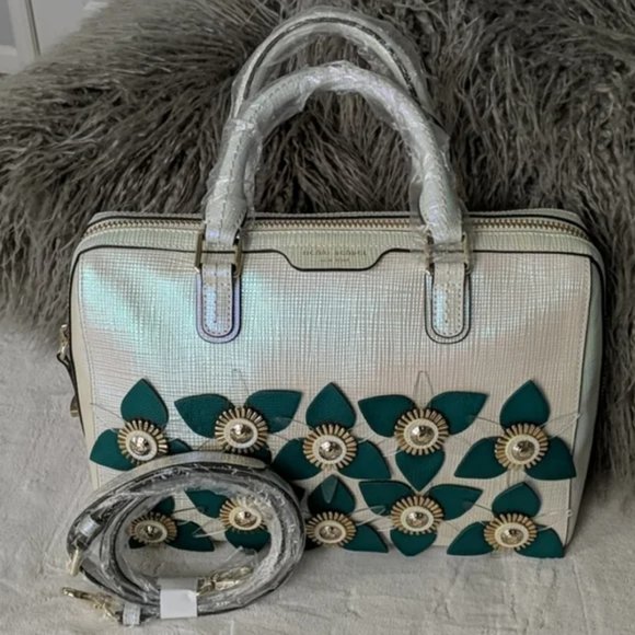 Henri Bendel West 57th Barrel Satchel Iridescent White NEW with Tags - Picture 2 of 8